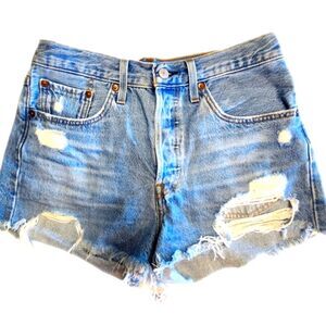 Levi's 501 High Rise Cut Off Denim Jean Shorts, Button Fly, 100% Cotton, Size 27